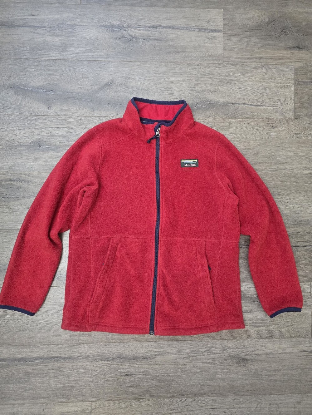 L.L. Bean Full Zip Fleece Jacket Youth Large 14-16 Red Burgandy